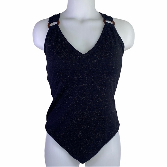 JESSICA Simpson Black Shimmering 1 Piece Swimsuit - Picture 2 of 16